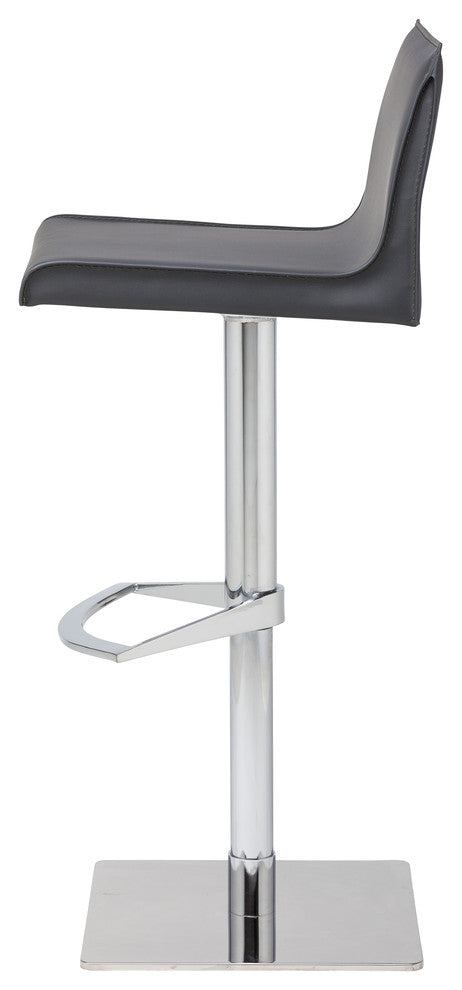 Colter Adjustable Bar Stool, Modern Contemporary Counter Stool Leather Gray Gray