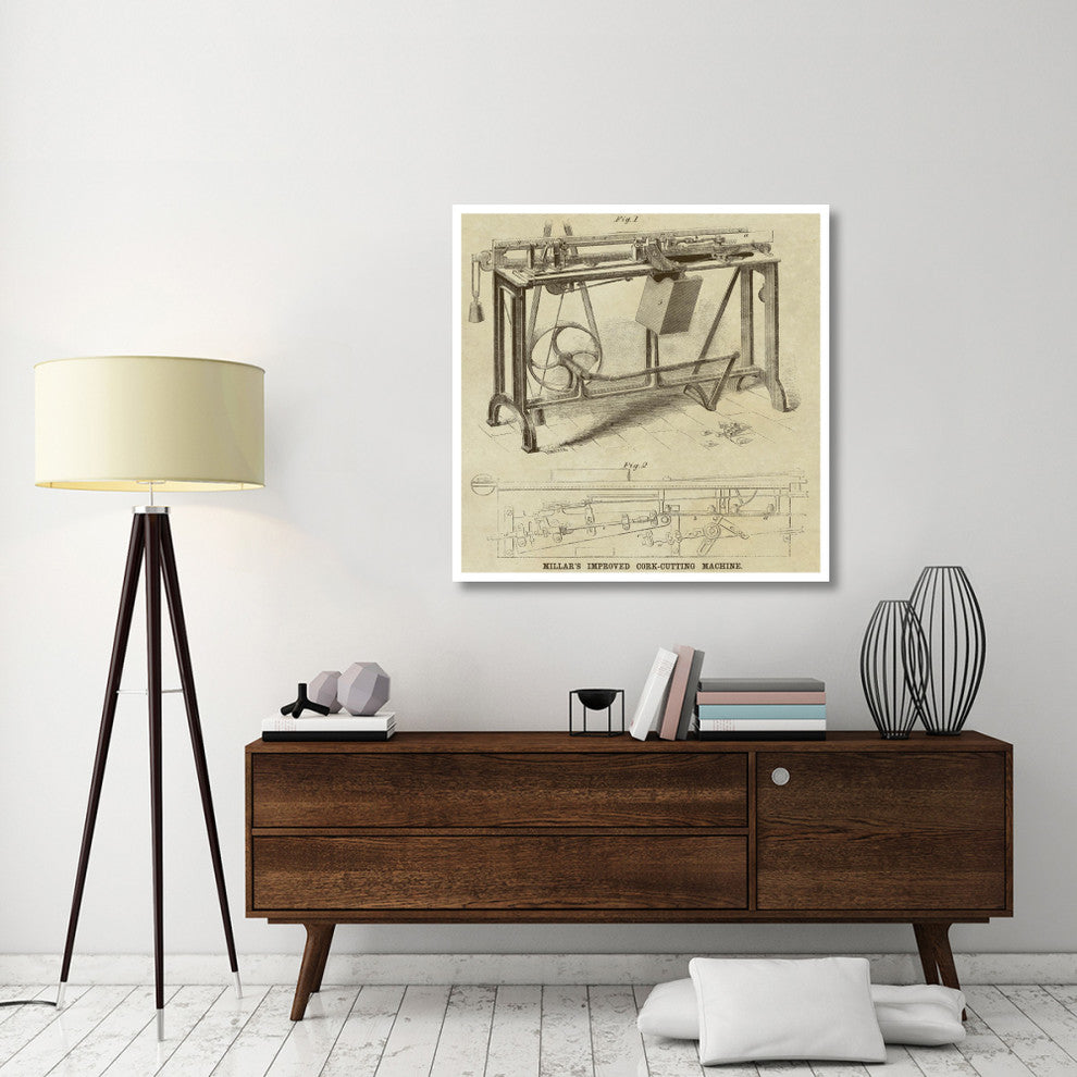 "Millar's Improved Cork Cutting Machine" Paper Print by Inventions, 42"x42"