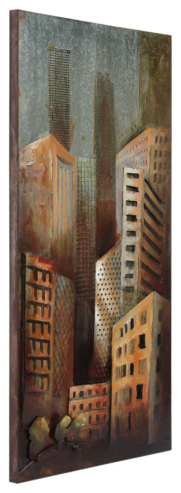 "Grey Arquitecture 1" Primo Mixed Media Hand Painted Iron Wall Sculpture