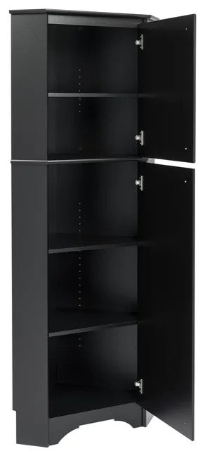 Storage Cabinet, Elegant Design With Adjustable Shelves & Round Handles, Black