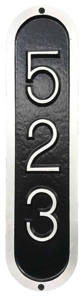 Vertical Arch Address Plaque, Times Font, Aluminum