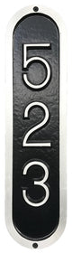 Vertical Arch Address Plaque, Times Font, Aluminum