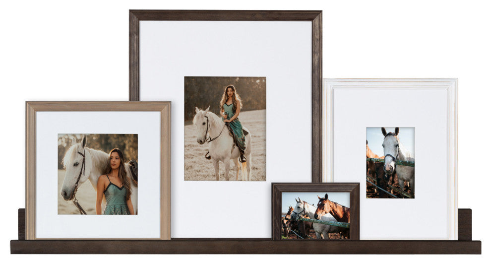 Bordeaux Floating Shelf and Frames Kit, Multi Gray