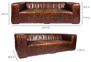 Castle Sofa Cappuccino Brown Leather