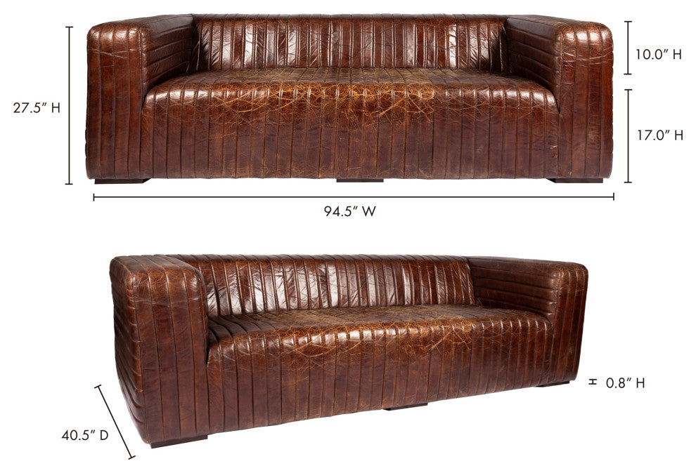 Castle Sofa Cappuccino Brown Leather