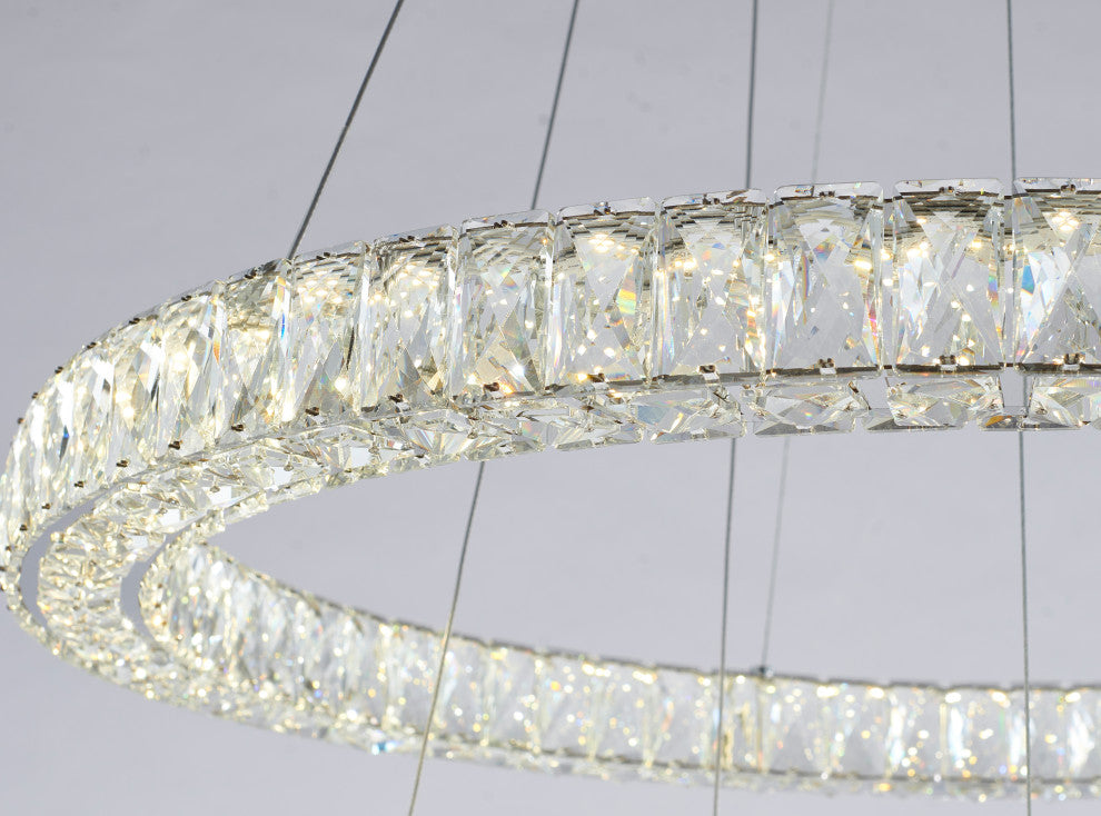 Triple Sided Clear Crystal Three Ring LED Chandelier