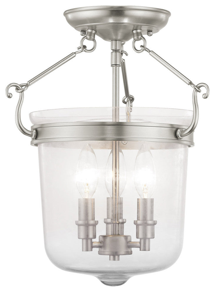 Livex 50483-91 3-Light Brushed Nickel Ceiling Mount, Brushed Nickel