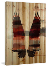 "Red Wings" Print on Natural Pine Wood, 40"x60"