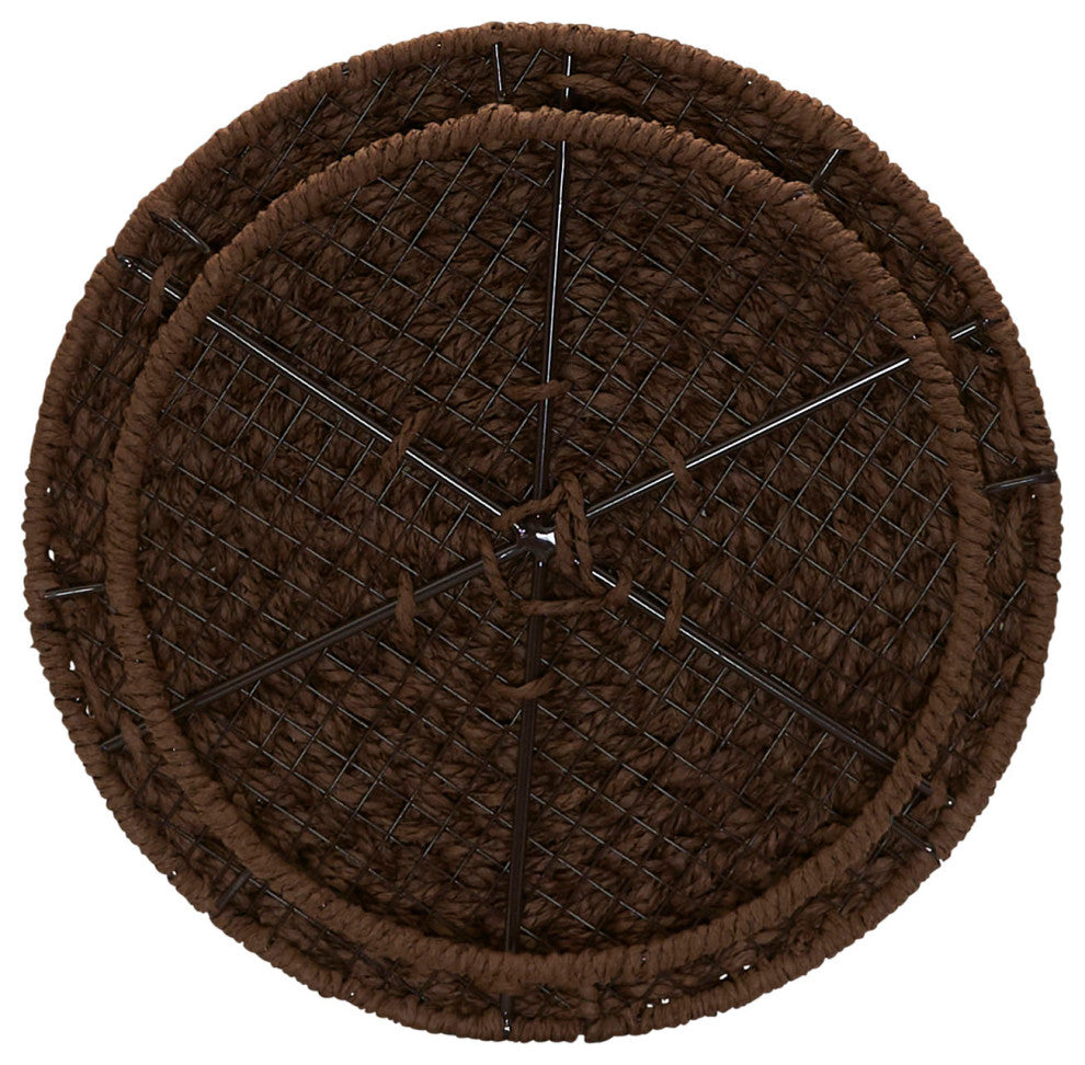 Handwoven Paper Rope Barrel Wicker Storage Basket Side Table