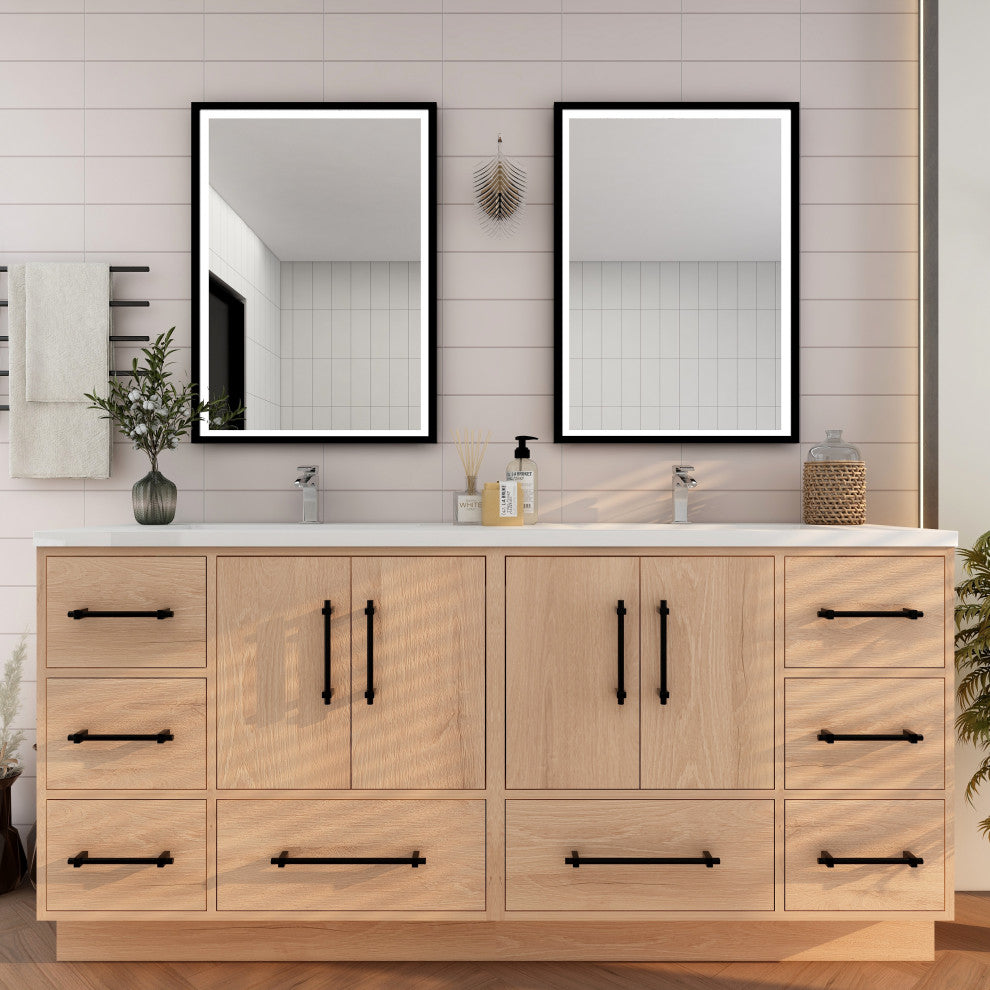 Victoria 72" Solid Wood Bath Vanity, Double Sink, Red Oak