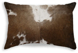Natural Torino Cowhide Pillow 12"x20", Chocolate and White