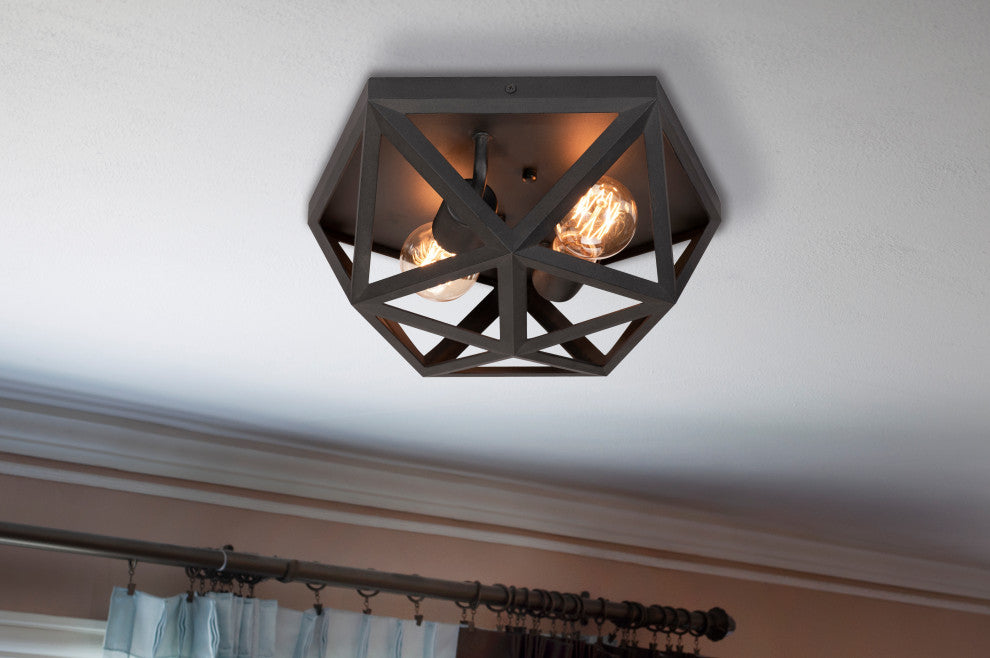 Kai, 2-Light Flush Mount, Black Finish