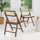 Vintage Wood Rattan Folding Chair With Adjustable Back, Dark Brown, Set of 2