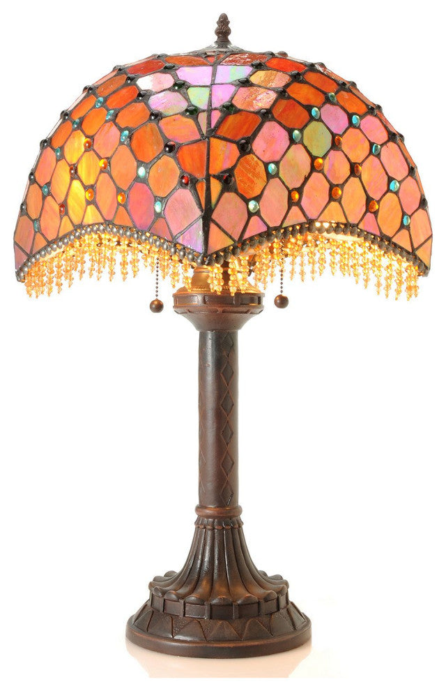 Tiffany-style Amber Beaded Table Lamp