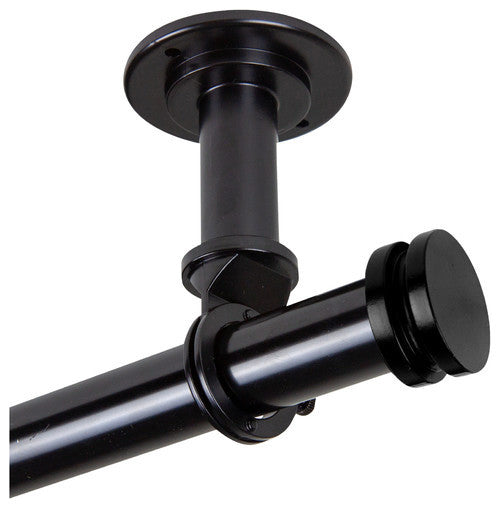 Cap Ceiling 1" Curtain Rod/Room Divider, Black, 28-48"