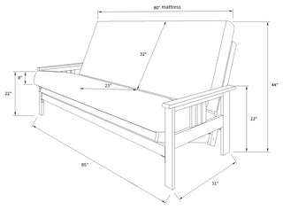 Caleb Frame Queen Futon With Butternut Finish, Frame Only