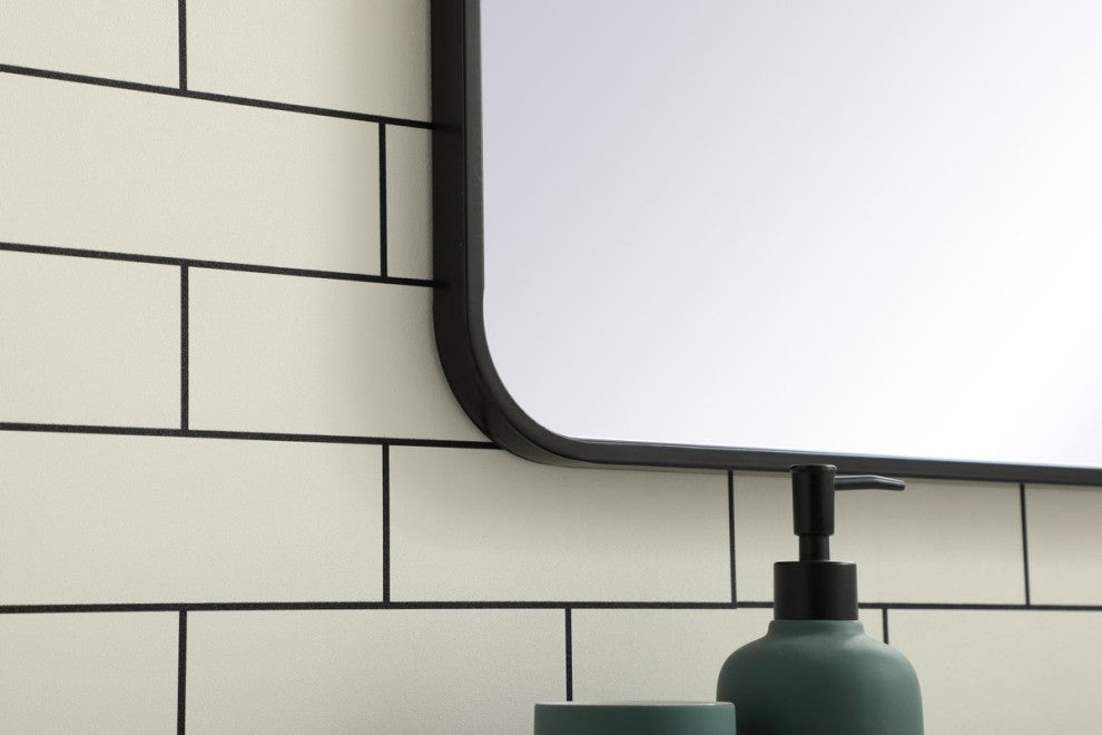 Ellis Soft Corner Metal Rectangular Mirror, Black, 27"x36"