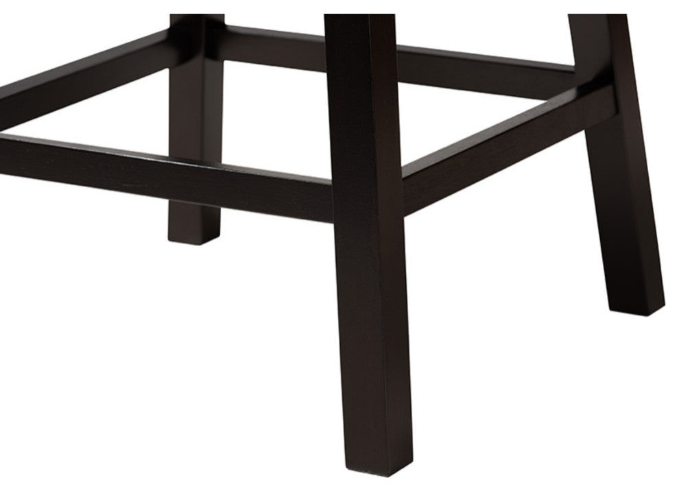 Gray Fabric and Espresso Brown Finished Wood 2-Piece Swivel Counter Stool Set