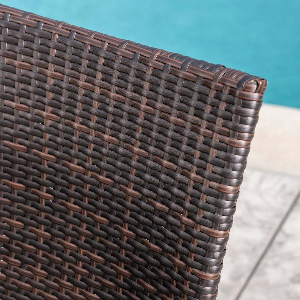 GDF Studio 6-Piece Allison Outdoor Wicker Dining Set With Table and Bench