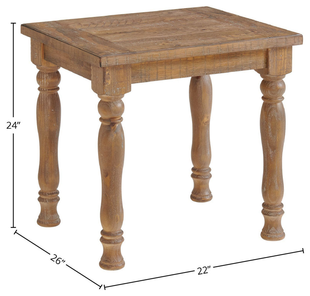 Highland Wooden Turned Leg End Table, Sandwash