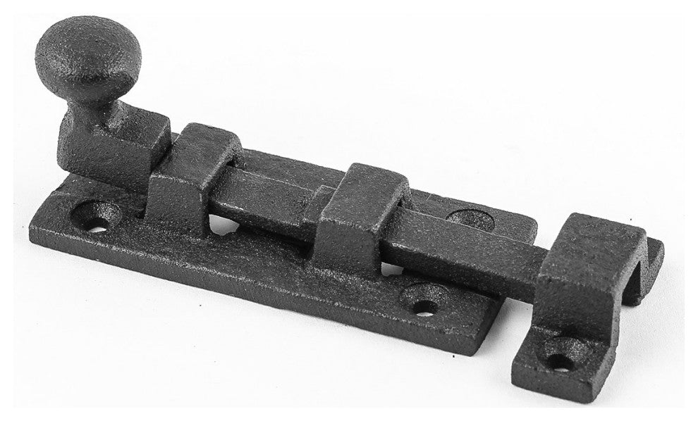 Black Wrought Iron Slide Bolt 3.5" Wide Rustproof Finish Door Bolt