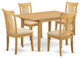 5-Piece Dinette Table Set - Table And 4 Cushion Seat Dining Chairs In Oak