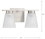 Tanner Collection Two-Light Transitional Vanity Light, Brushed Nickel