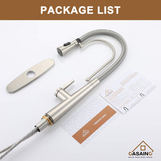 Single-Handle Spring Neck Standard Kitchen Faucet with Dual-Function, Brushed Nickel
