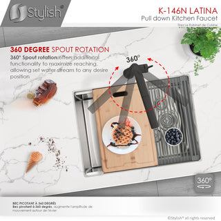 STYLISH Kitchen Sink Faucet Single Handle Pull Down Dual Mode Stainless Steel