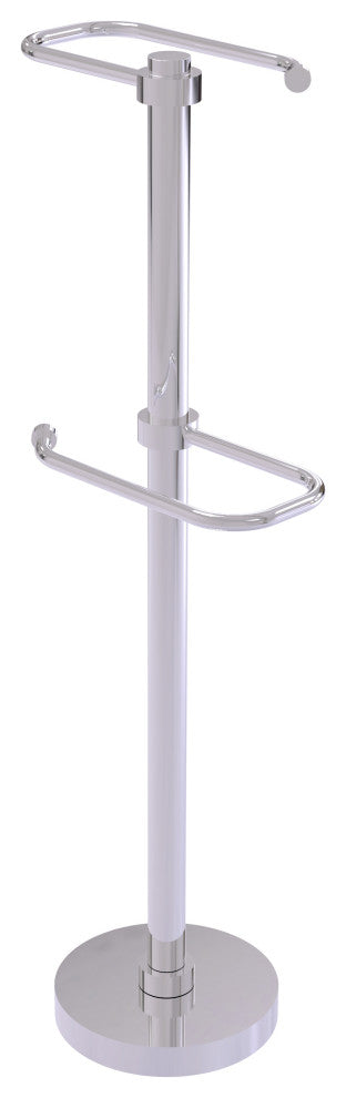 Free Standing Two Roll Toilet Tissue Stand, Polished Chrome
