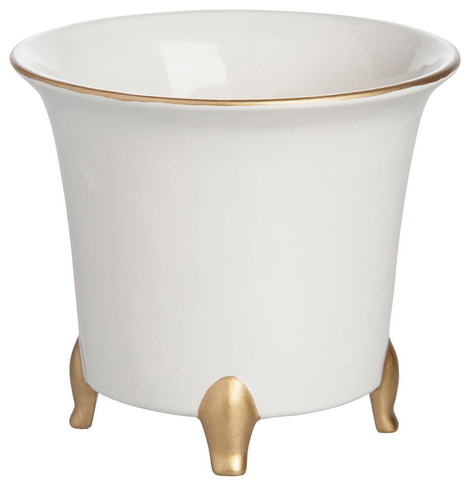 Jaipur Cachepot, White and Gold, Small
