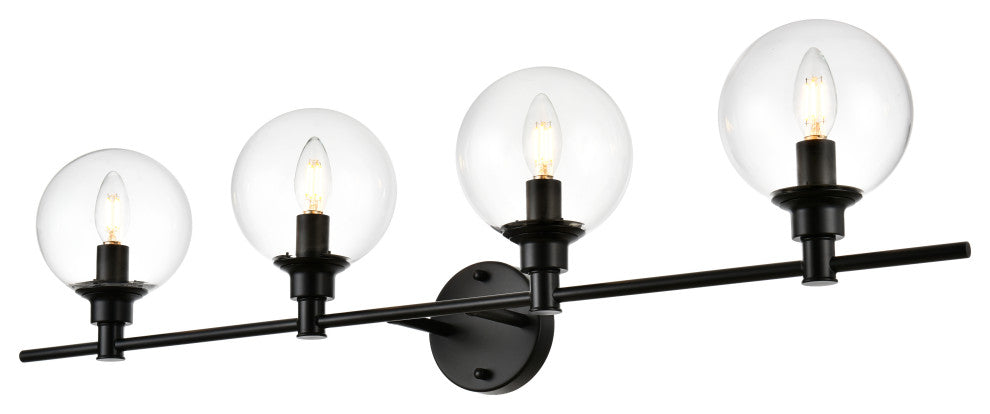 4 Light Black And Clear Bath Sconce