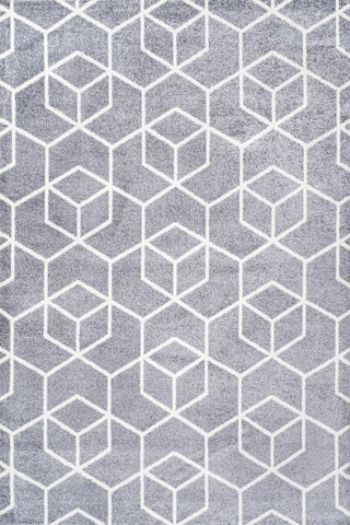 Tumbling Blocks Modern Geometric Gray/White 3'x5' Area Rug
