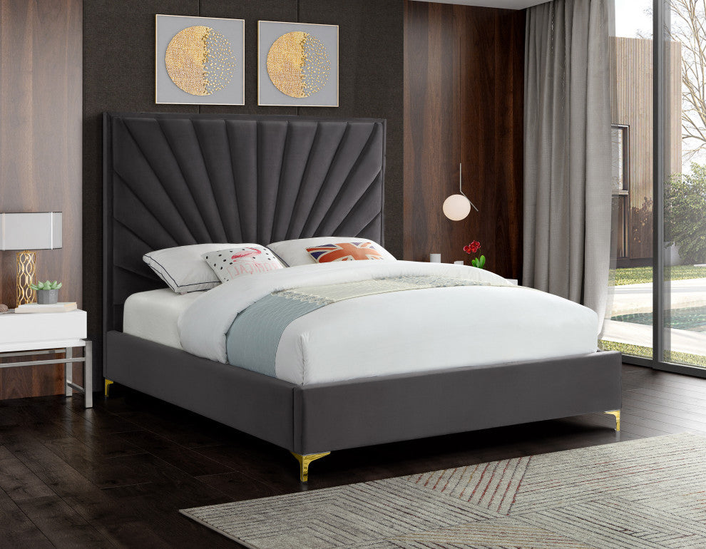 Eclipse Velvet Bed, Gray, King