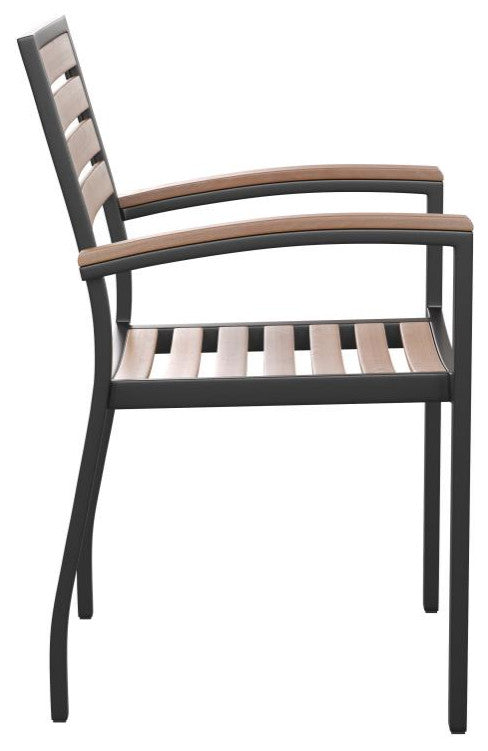 Lark 7 Pc Patio Table Set,4 Stackable Chairs,35" Square Table & Umbrella w/Base,