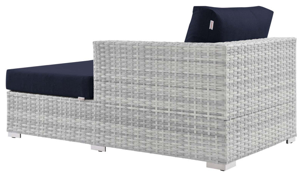 Lounge Sectional Sofa Chair Set, Rattan, Wicker, Gray Blue Navy, Outdoor
