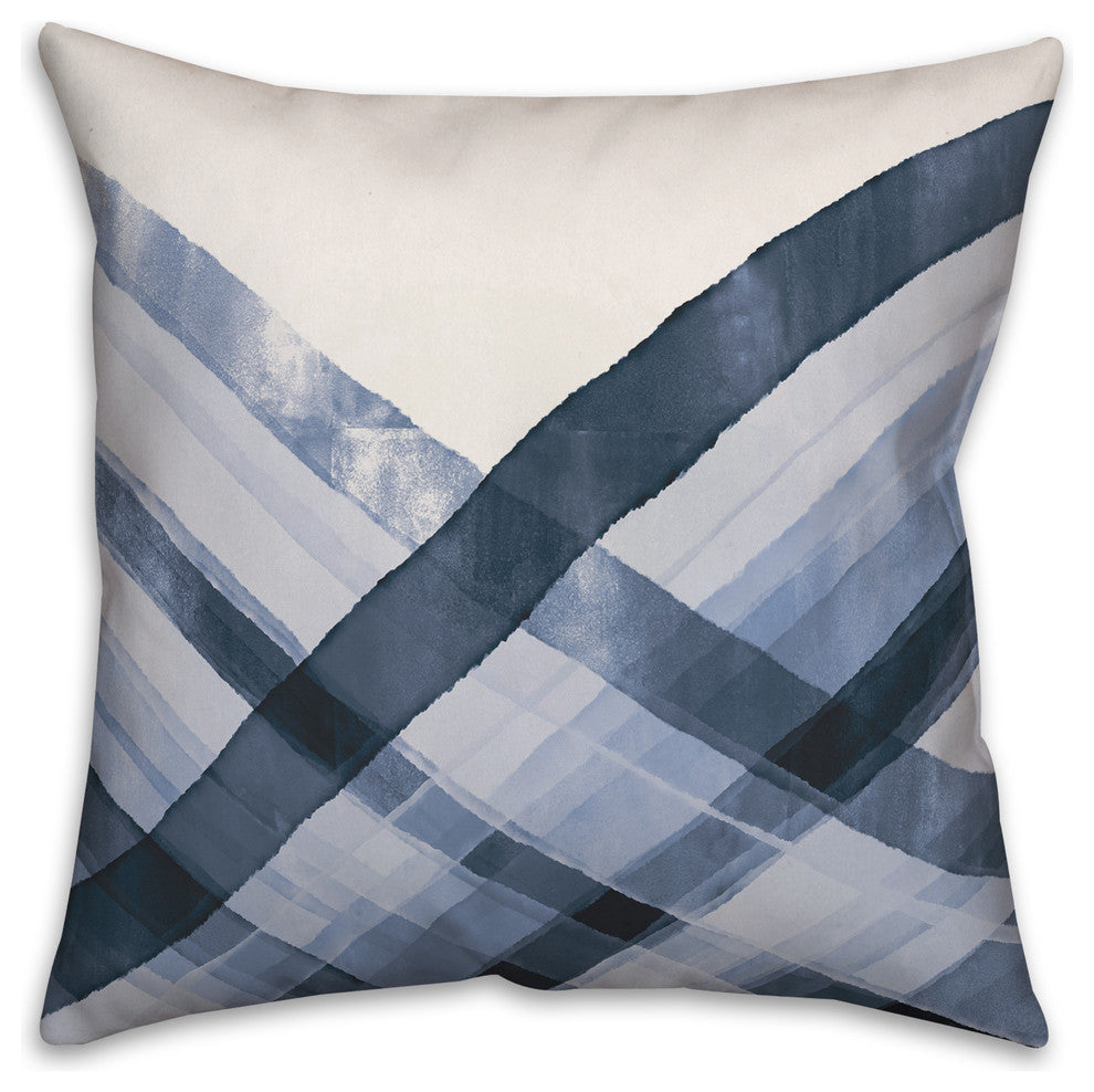 Abstract Blue Waves 16x16 Throw Pillow