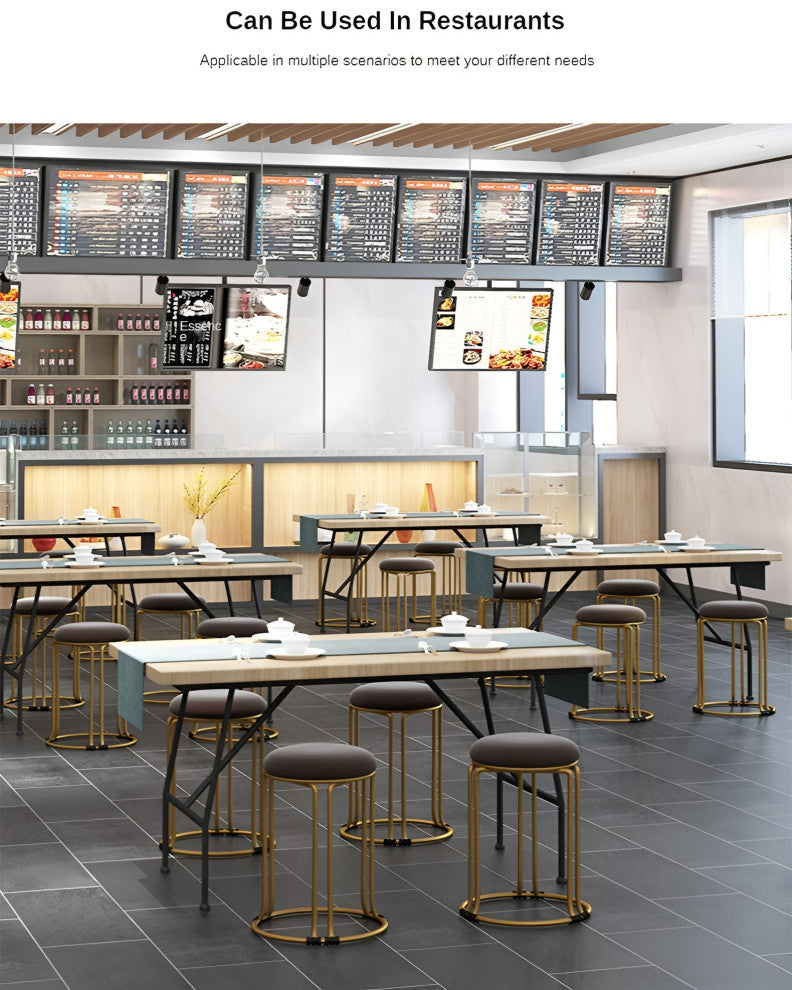 Nordic Suede and Leather Stacked Dining Round Stool, Blue, Suede