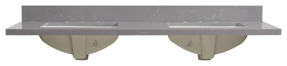 Jaen Composite Stone Vanity Top With Ceramic Sink, Reticulated Gray, 61"