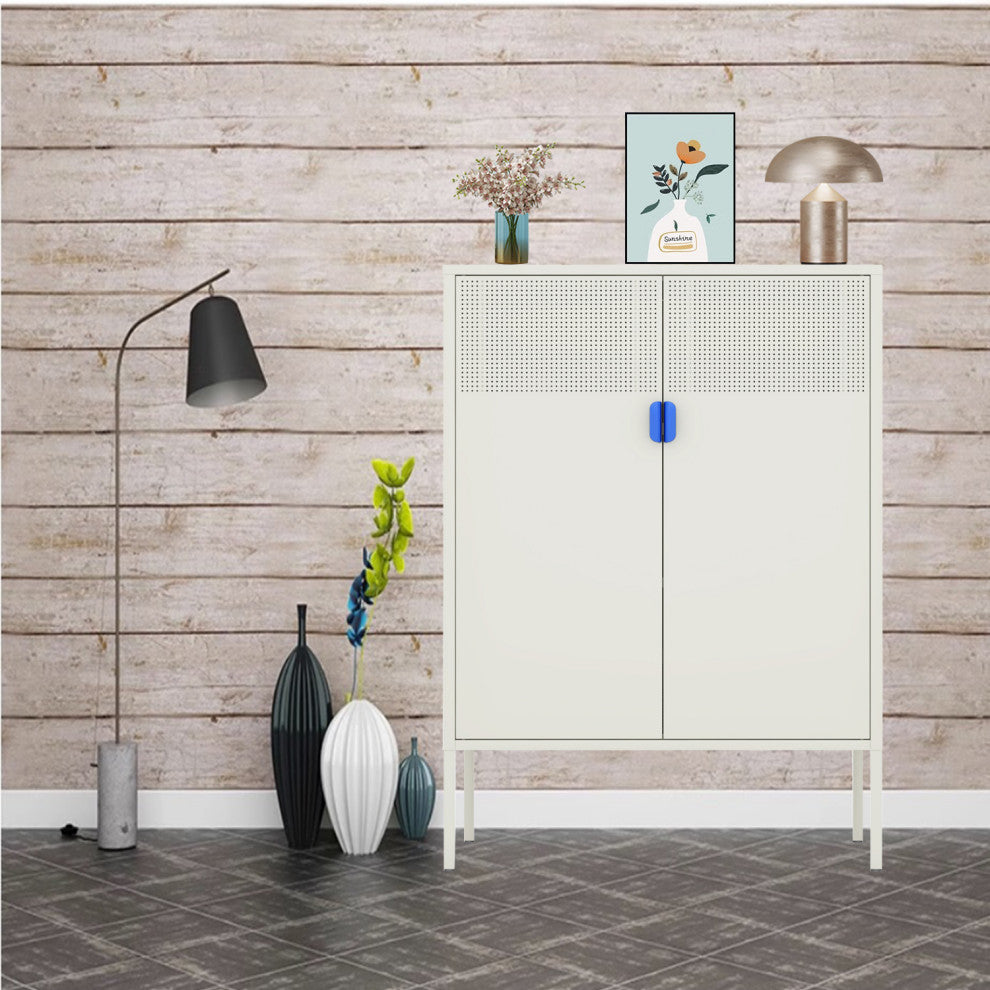 Metal Storage Locker Cabinet With Adjustable Shelves Light Gray