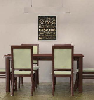 Boston Landmarks Typography Rectangle Wall Plaque