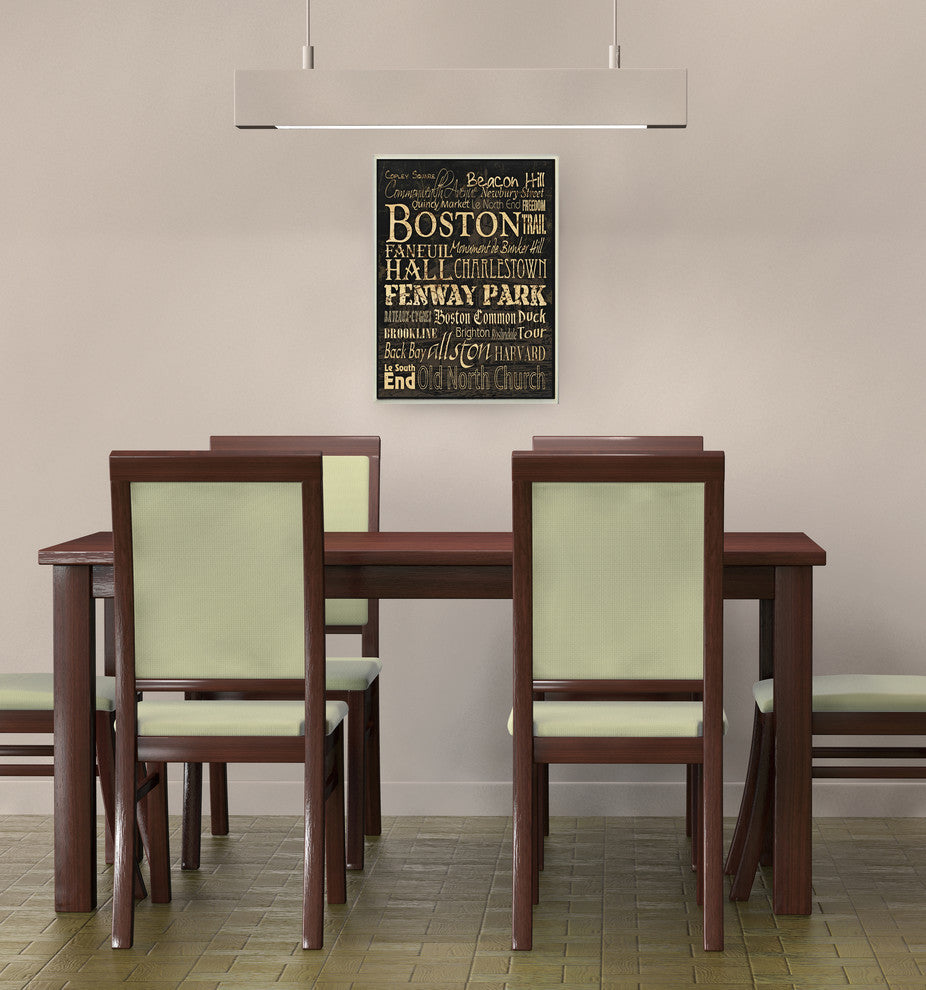 Boston Landmarks Typography Rectangle Wall Plaque