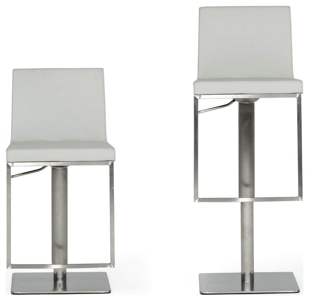 Modrest Folsum Modern Light Gray and Brushed Stainless Steel Bar Stool