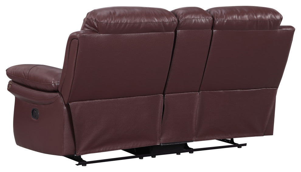 Anders Leather Air Match Recliner Collection Burgundy 2 Piece With Console