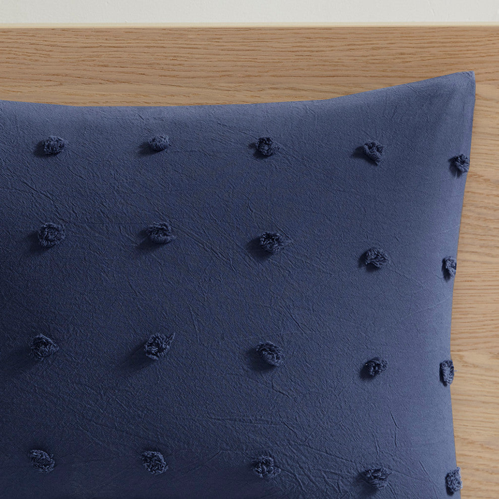 Urban Habitat Brooklyn Pom-Pom 7-Piece Duvet Cover Set, Indigo Blue