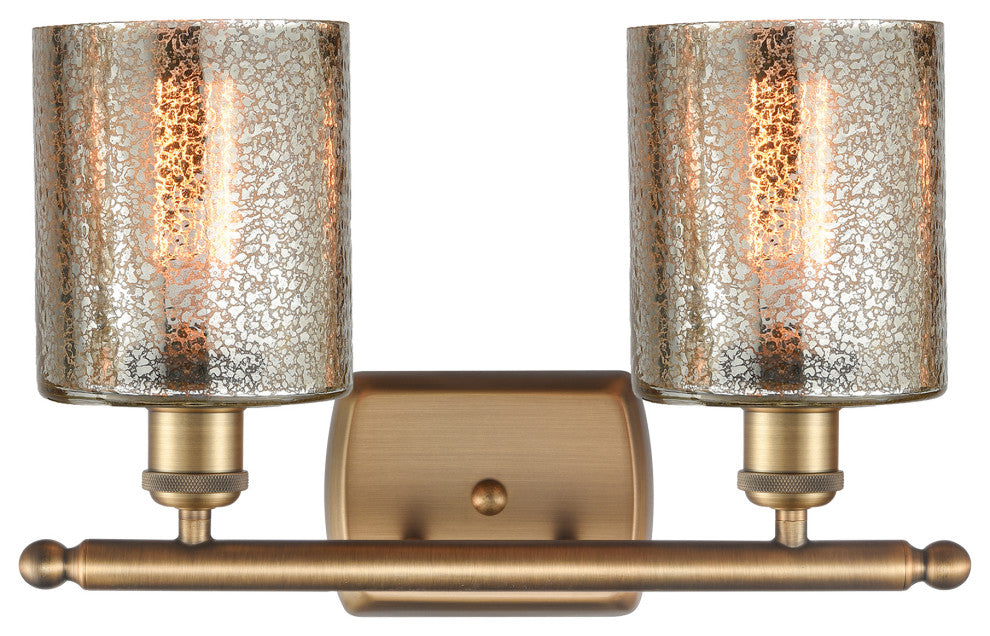 Cobbleskill 2-Light Bath Vanity-Light, Brushed Brass, Mercury