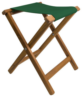 Plantation Teak Folding Camp Stool WIth Canvas Seat, Green