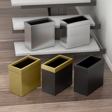 Rectangle Wastebasket, Brushed Brass