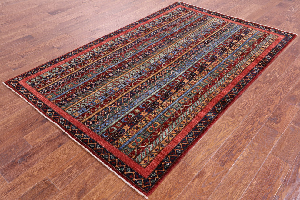 Hand Knotted Shall Persian Gabbeh Wool Rug 5' 1" X 7' 11" Q11154