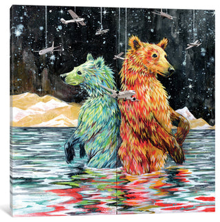 "Bear Back" by Black Ink Art, Canvas Print, 12"x12"